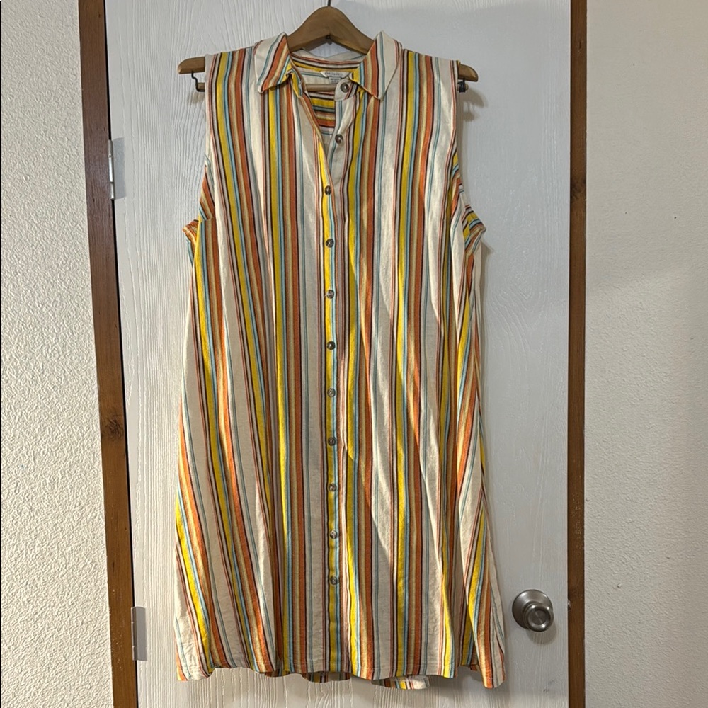 Striped Sleeveless Midi Dress